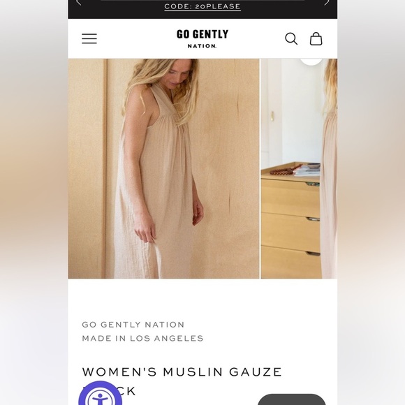 Go Gently Organic WOMEN'S MUSLIN GAUZE FROCK tan dress size Large - Picture 10 of 13